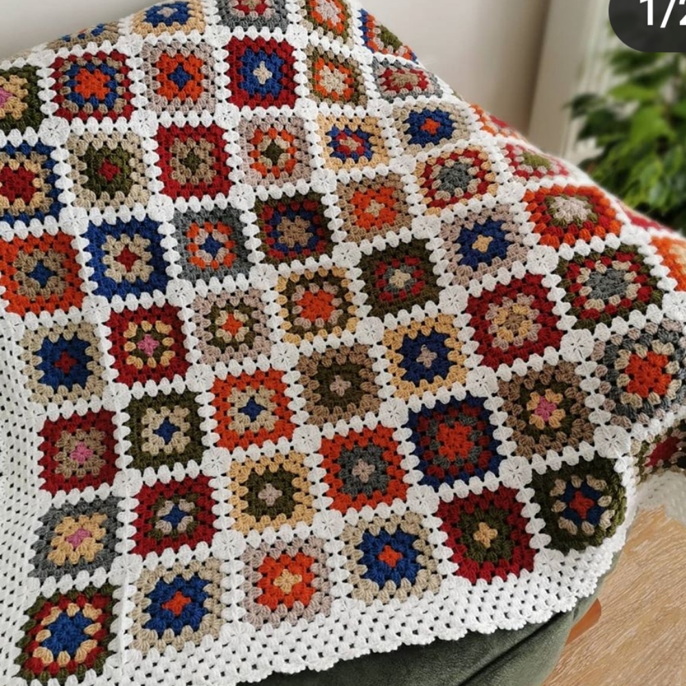 Granny square vintage style blanket